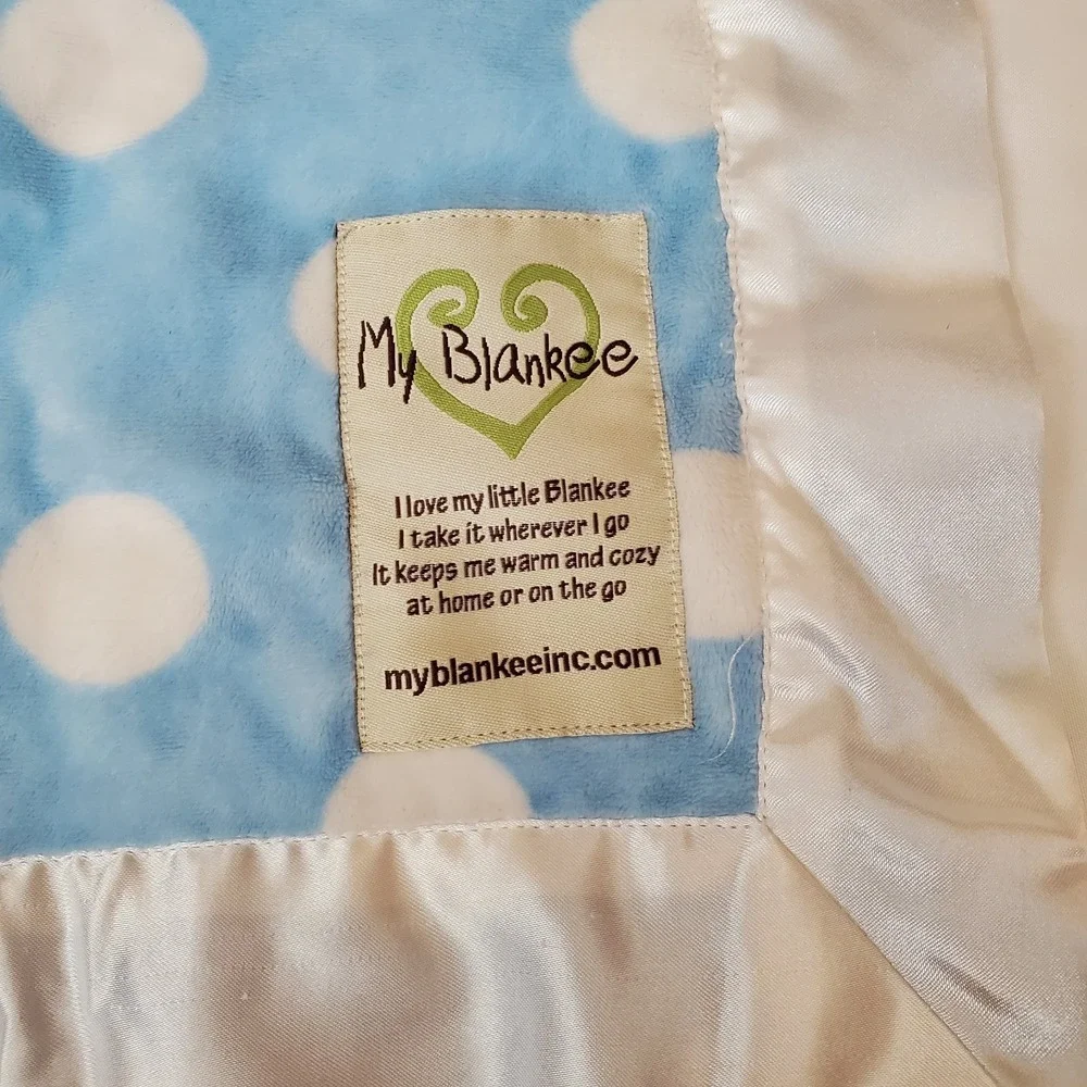My Blankee Lovey Blue Minky‎ Dot Satin Edges Security Blanket Blue USA